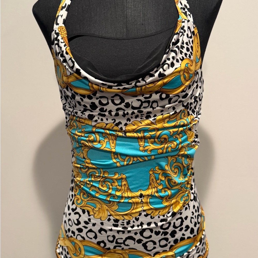 Cache Women's Camisole - Black, White, Gold, and Blue